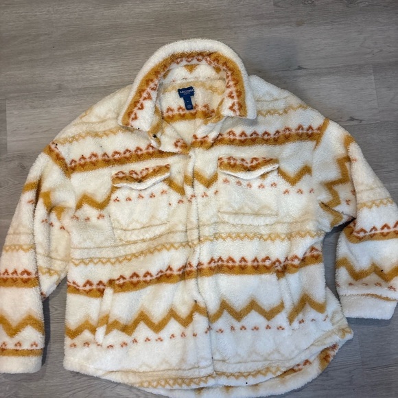 Arizona Jean Company Jackets & Blazers - Arizona Jean Company White and Orange Fleece Jacket